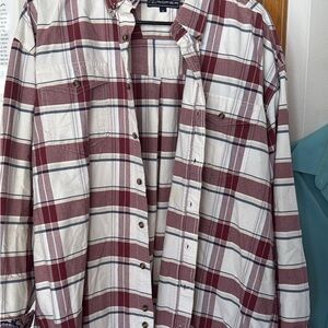 Men's Red and White Plaid Shirt
